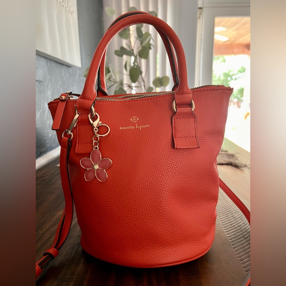 Nanette Lepore Orange Satchel - crossbody vegan NWOT